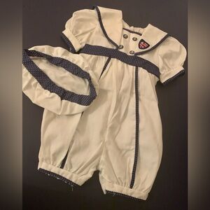 Good Lad White & Navy Romper Set NWOT